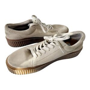 Steve Madden Womens Hollly Creeper Beige Suede Platform Sneaker Size 9